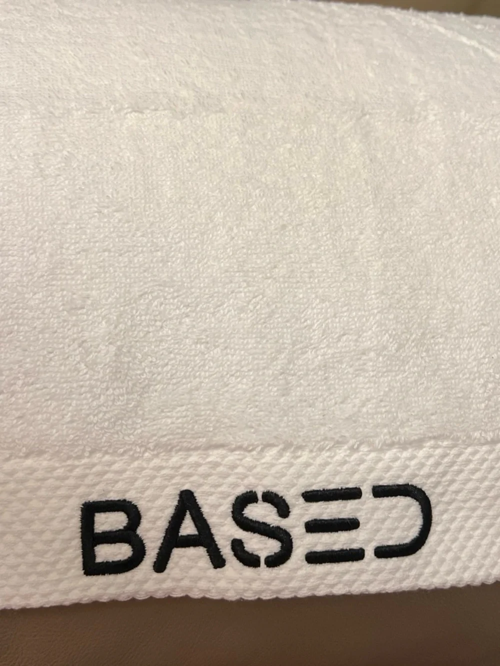 Basque White Bath Towel with Black Logo